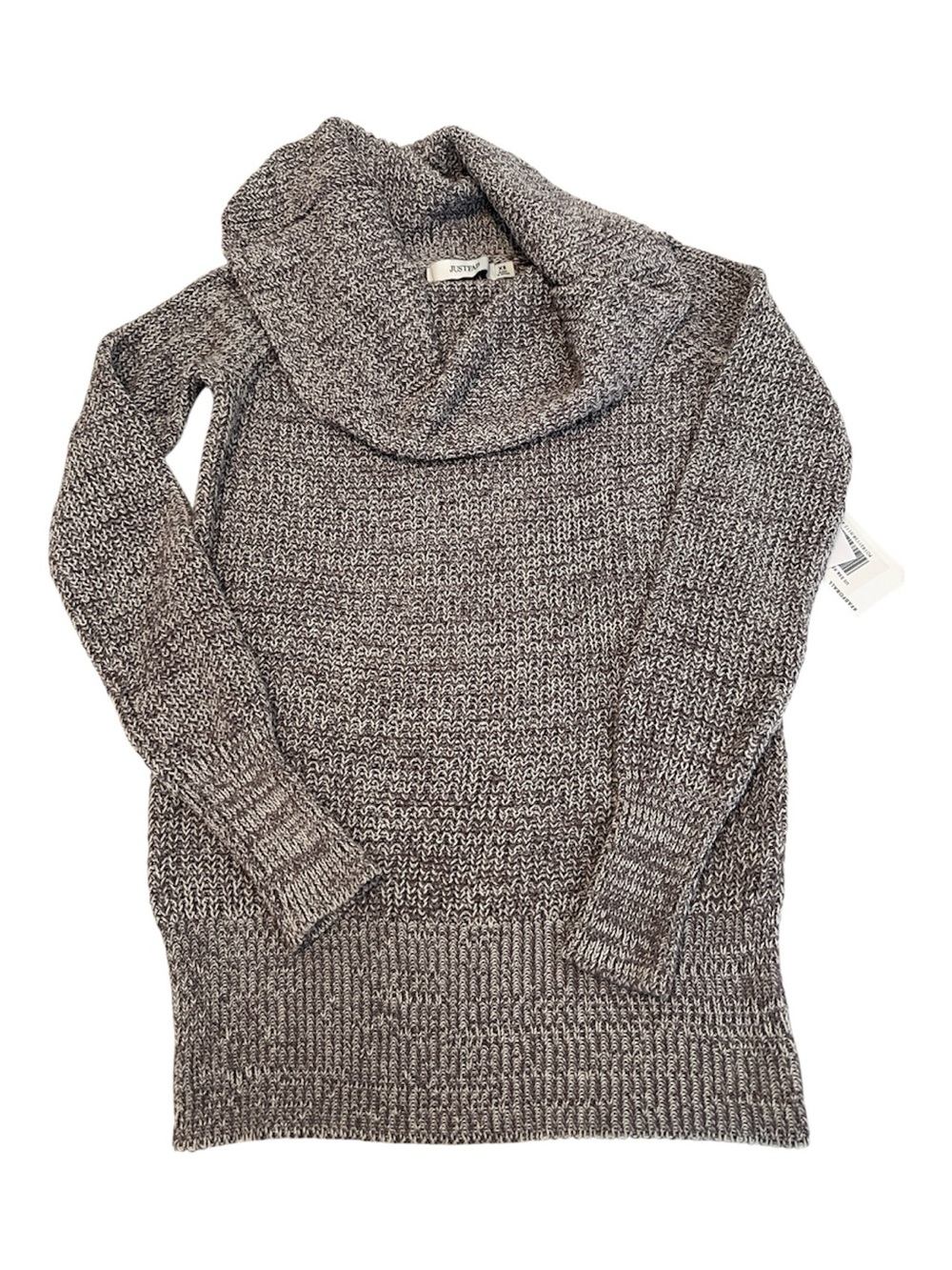 NWT JustFab Sz XSCowl Neck Marled Knit Sweater Heathered White & Muted Purple
